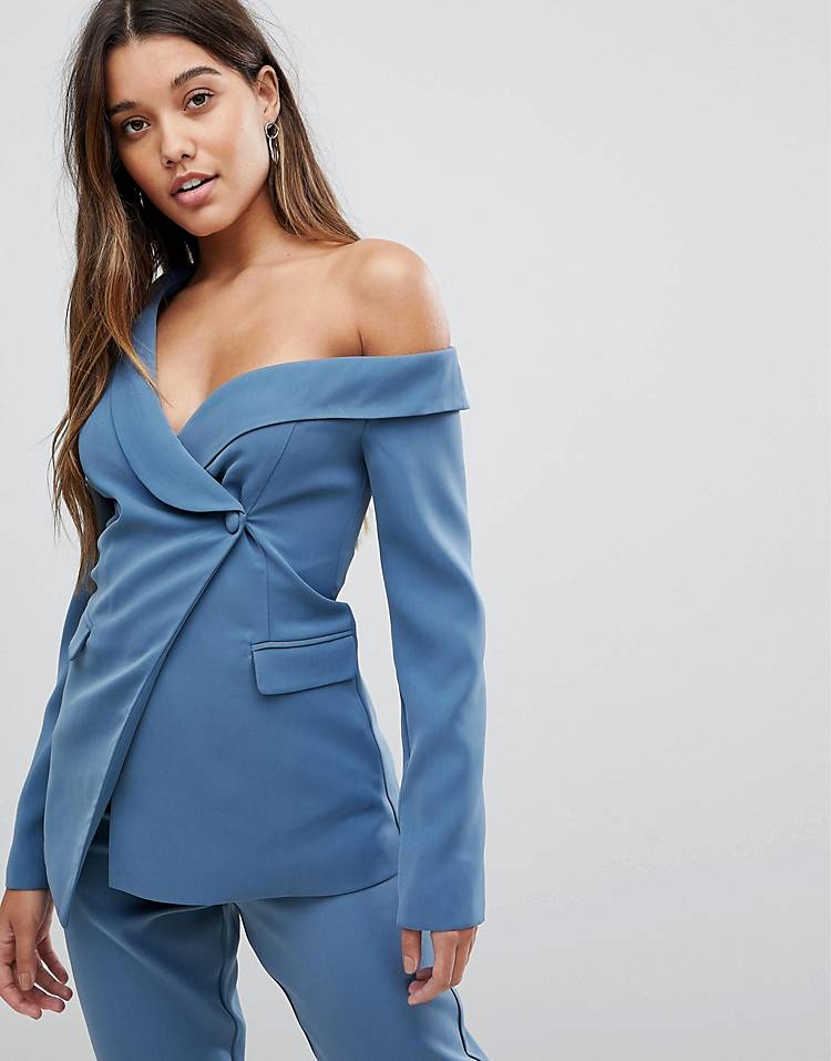 Lavish Alice Off Shoulder Fitted Blazer